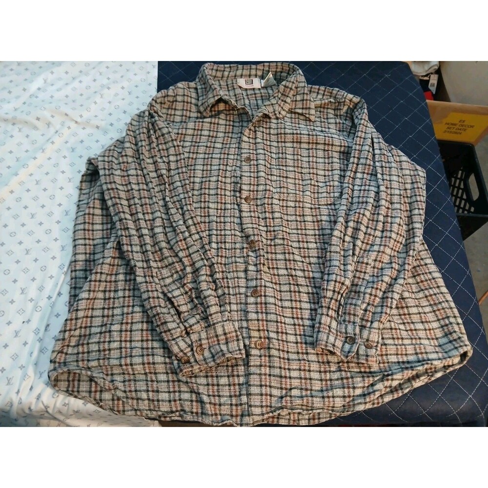 Vintage Faded Glory plaid Cotton women’s flannel long sleeve Button Up 18w/20w